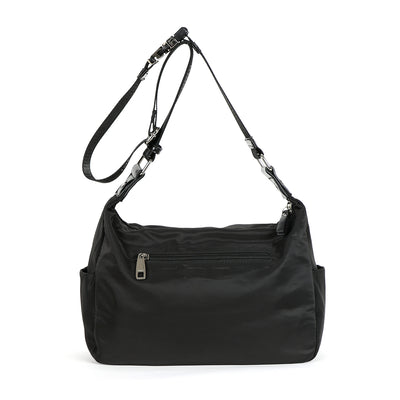 BINNARI -18843 CAMPELLO  ADJUSTABLE HANDLE ZIP CROSSBODY BAG - BLACK