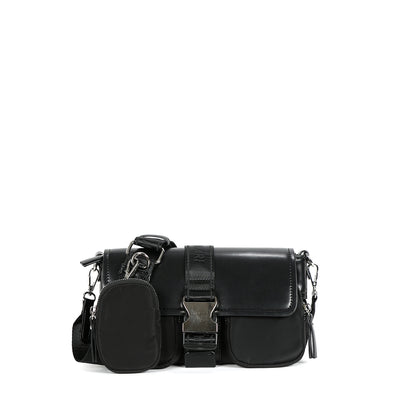 BINNARI - 18840 CAMPELLO CROSSBODY BUCKLE CLOSURE BAG  WITH PURSE - BLACK