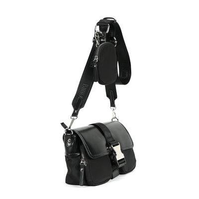 BINNARI - 18840 CAMPELLO CROSSBODY BUCKLE CLOSURE BAG  WITH PURSE - BLACK