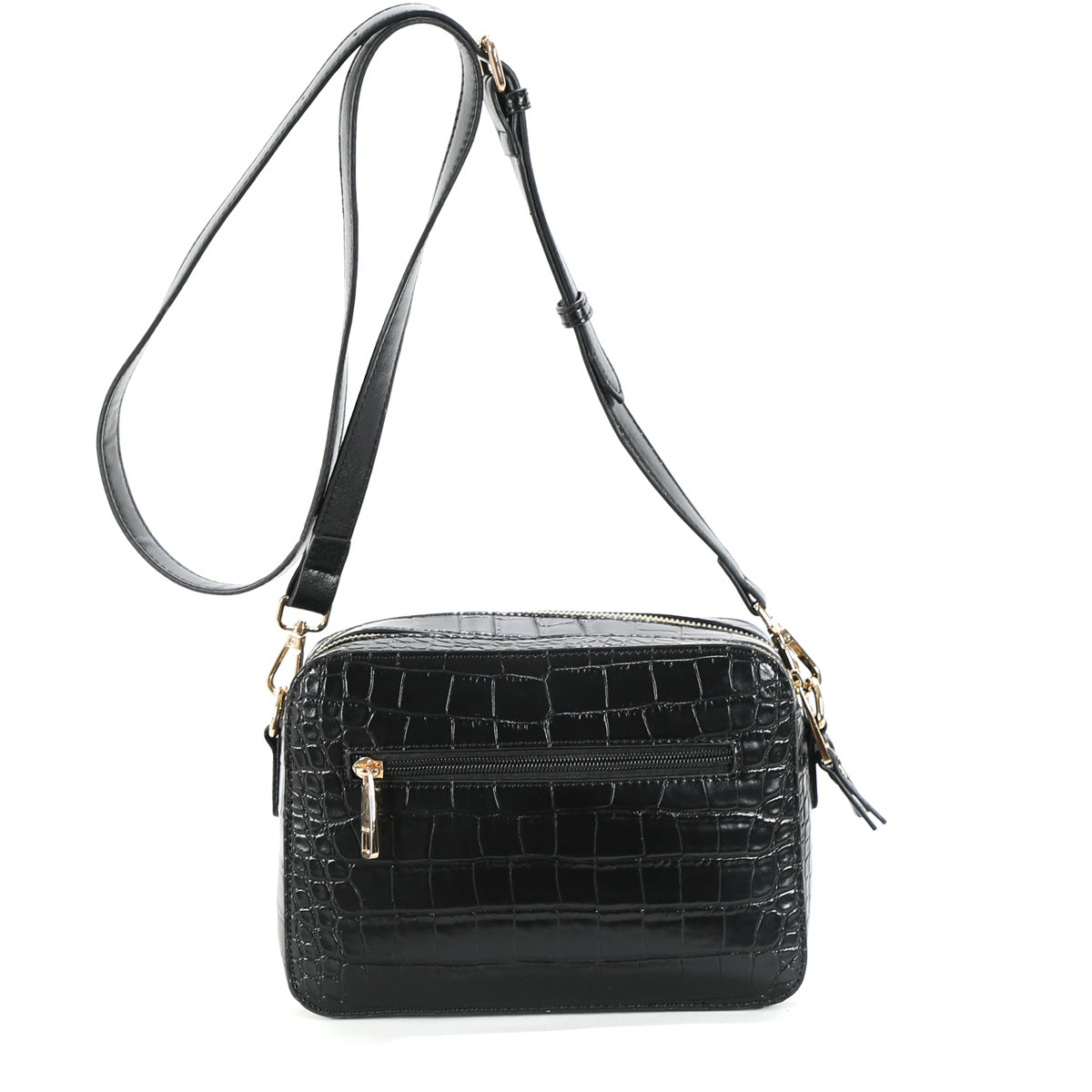 BINNARI - 18852 CASTELLON SMALL CROSSBODY BAG WITH ZIP FRONT POCKET - BLACK SNAKEPRINT
