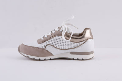 CAPRICE - 23761-119 LACED FASHION TRAINER - WHITE/TAUPE