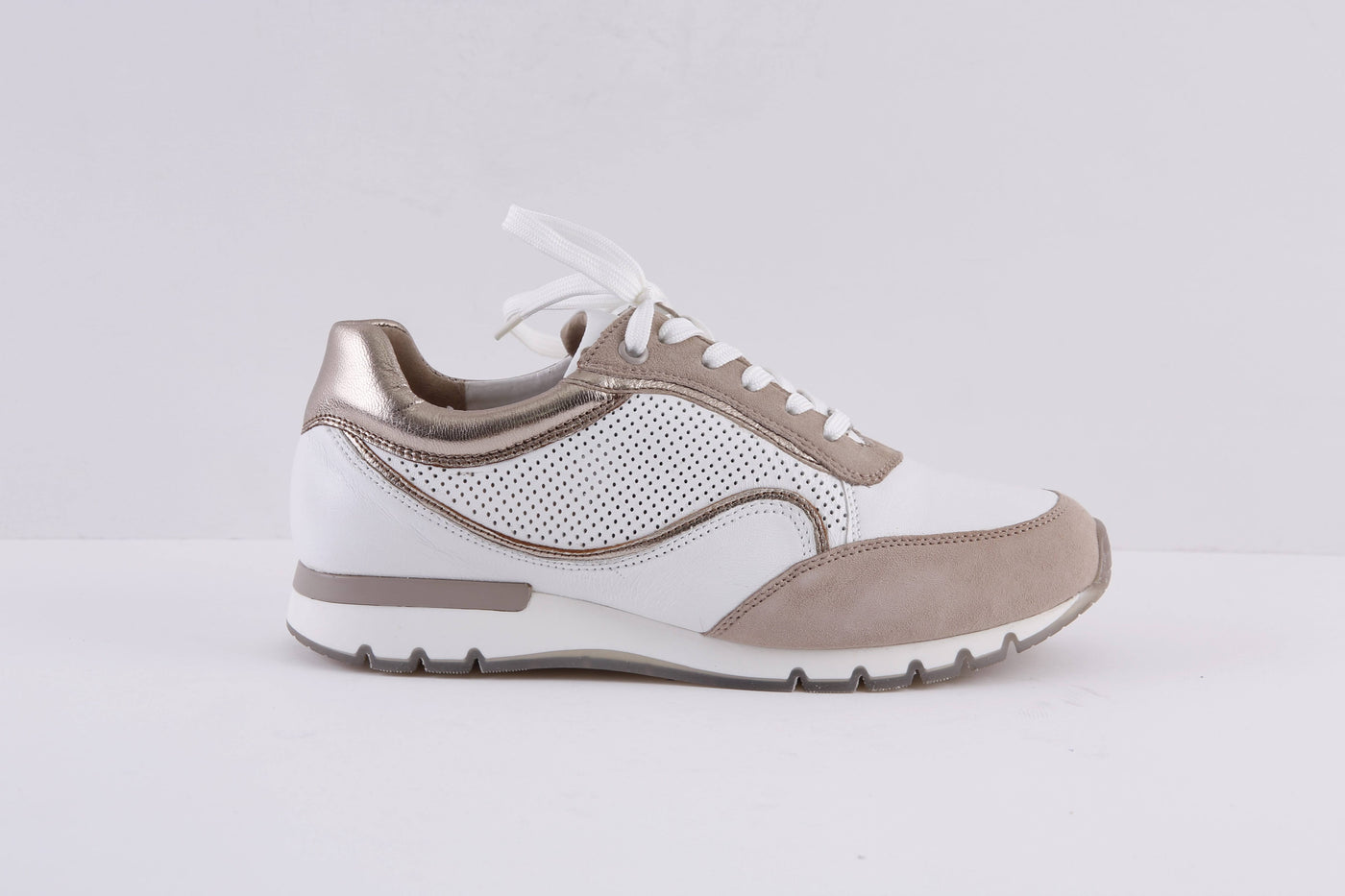 CAPRICE - 23761-119 LACED FASHION TRAINER - WHITE/TAUPE