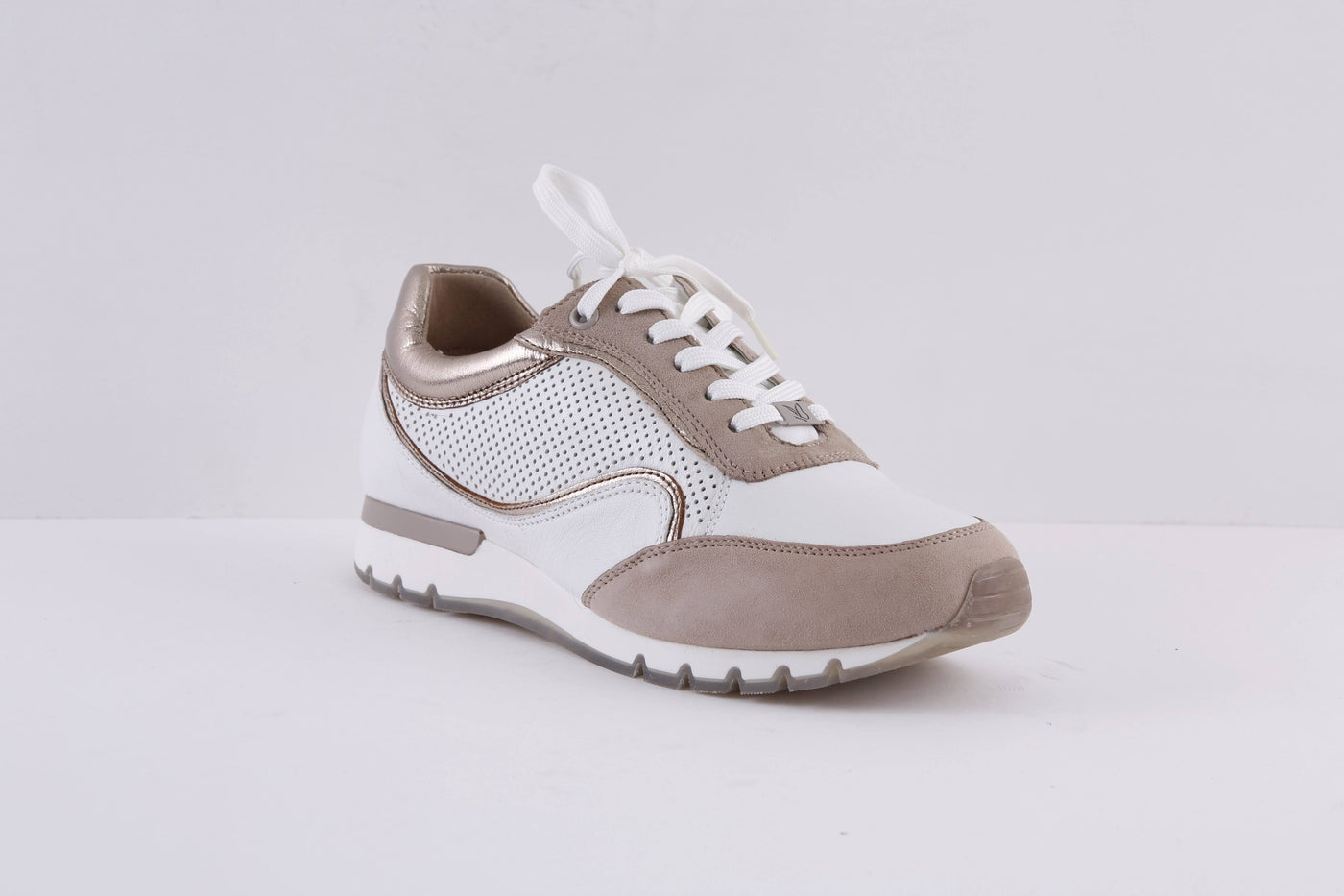 CAPRICE - 23761-119 LACED FASHION TRAINER - WHITE/TAUPE