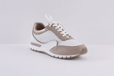 CAPRICE - 23761-119 LACED FASHION TRAINER - WHITE/TAUPE