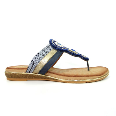 CHARLOTTA-FLAT TP MULE - BLUE