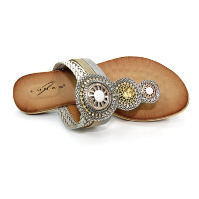 LUNAR - JLH198 Carlotta Jewelled Toe Post Sandal Silver