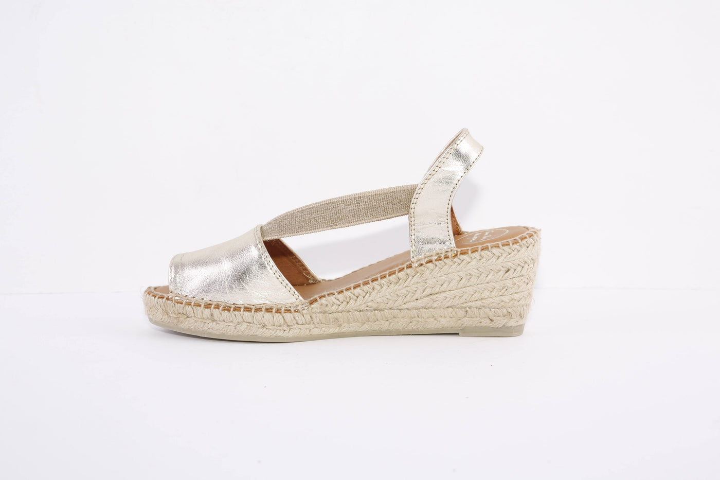 TONI PONS - TEIDE LOW WEDGE ELASTIC STRAP SANDAL - PLATINUM