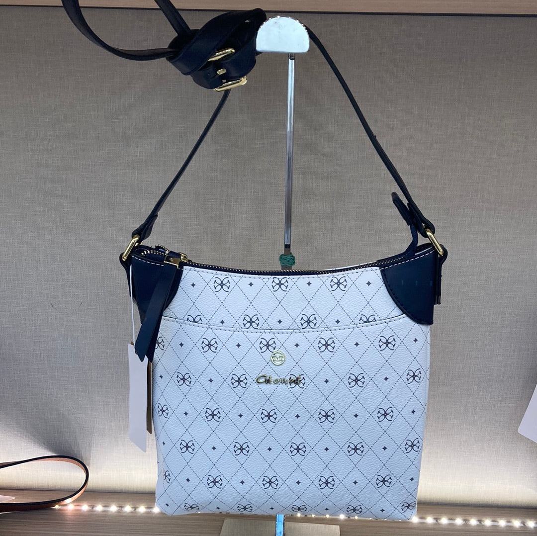 GIONNI - 11G2408 ARUBA MONOGRAM DOUBLE GUSSET CROSSBODY BAG - NAVY