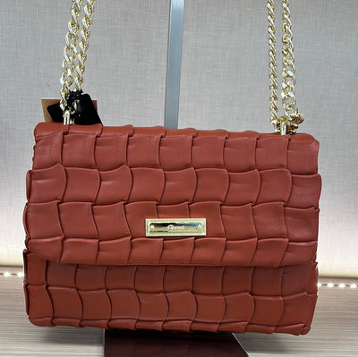 GIONNI SELENE EMBOSSED FLAPOVER CROSS BODY BAG - AMBER