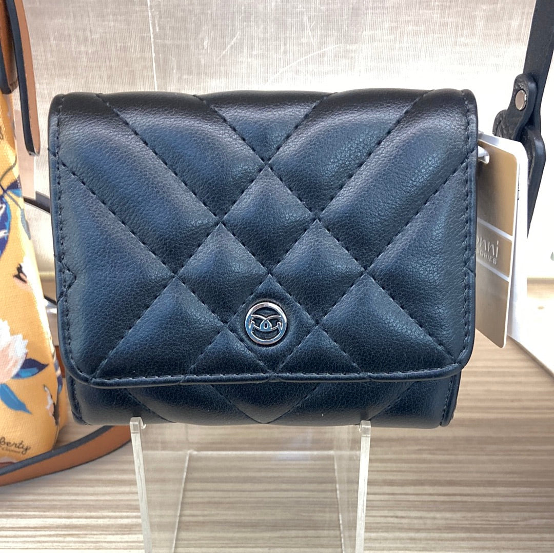 LIBERTY - 20G1116 FIORI 12 CM QUILTED FLAPOVER PURSE - BLACK