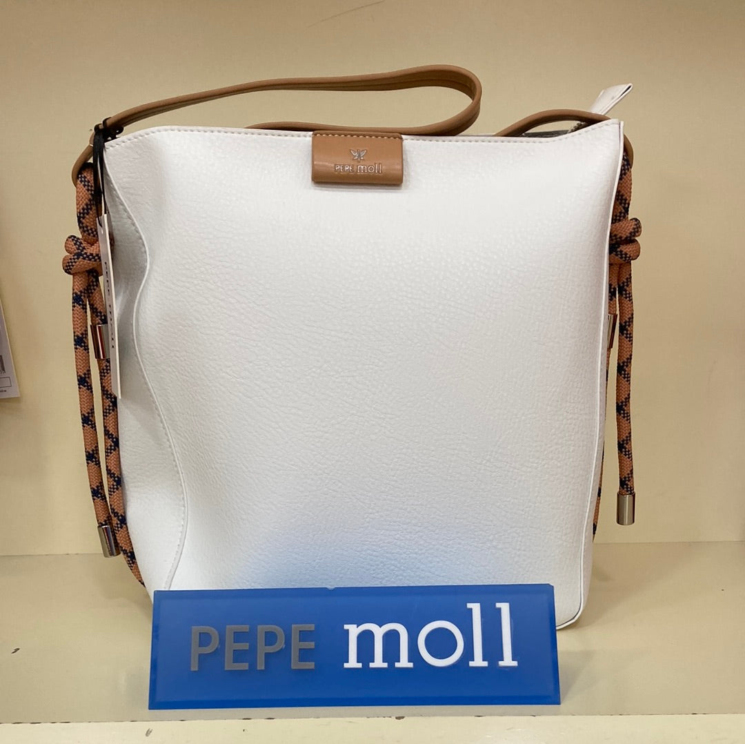PEPE MOLL - 23123 CELIA-MEDIUM SIZE SHOULDER BAG WITH LONG STRAP - OFF WHITE/BEIGE