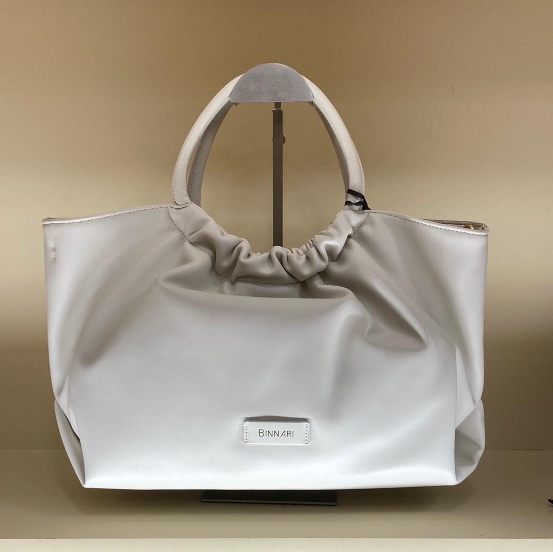 BINNARI - 19150 LILIES-HAND HELD STRUCTURED BAG WITH SHOULDER STRA - OFF WHITE