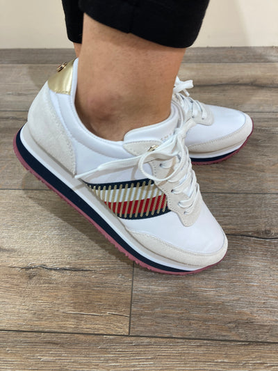 TOMMY HILFIGER - FW0FW06077 TH CORPORATE-LACED FASHIONTRAINER - WHITE