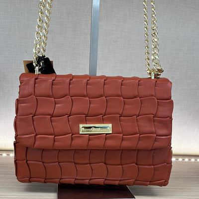 GIONNI SELENE EMBOSSED FLAPOVER CROSS BODY BAG - AMBER