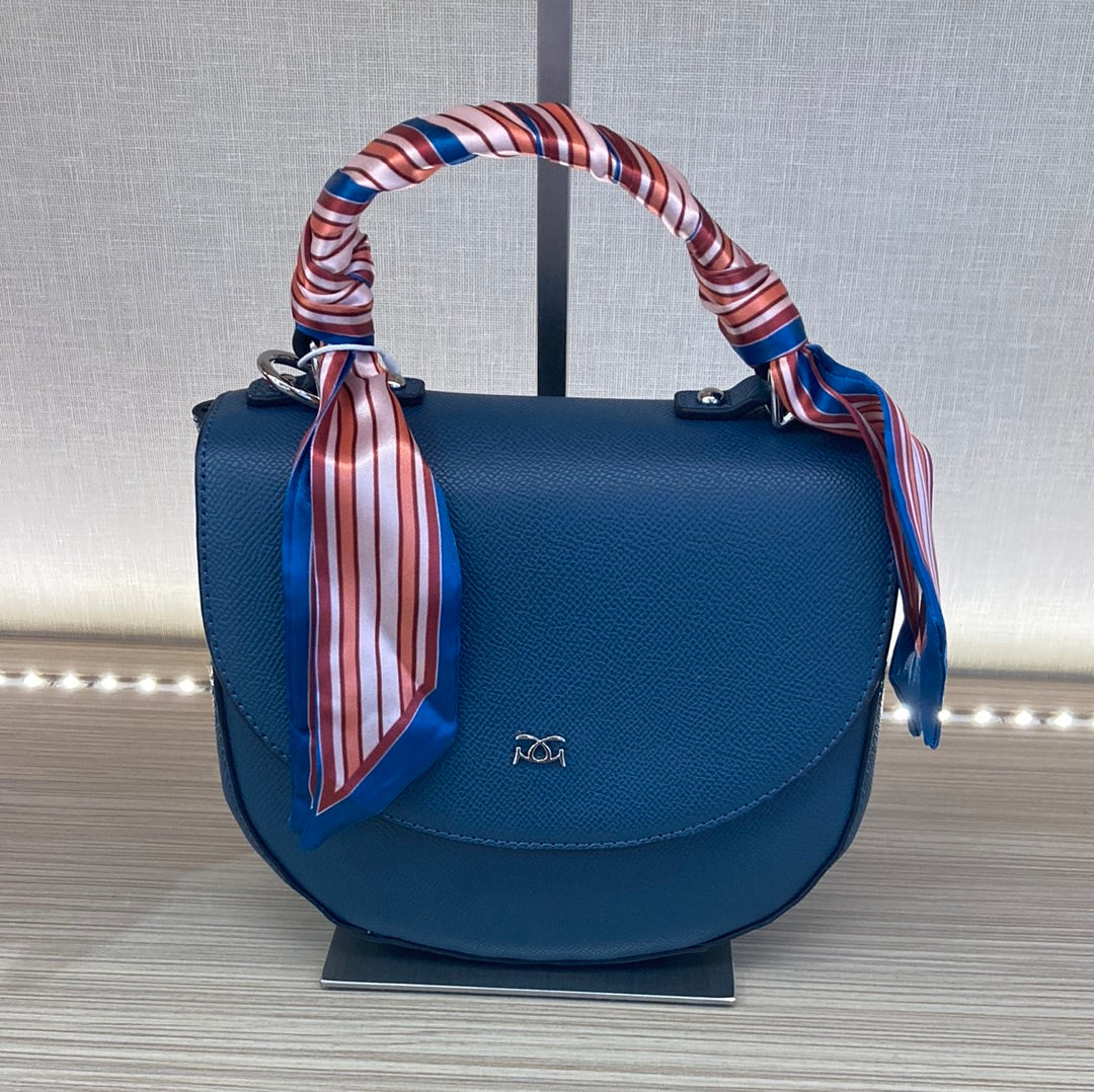 GIONNI - 11G2443 BORA BORA-TOP HANDLE CROSSBODY BAG WITH SCARF - NAVY