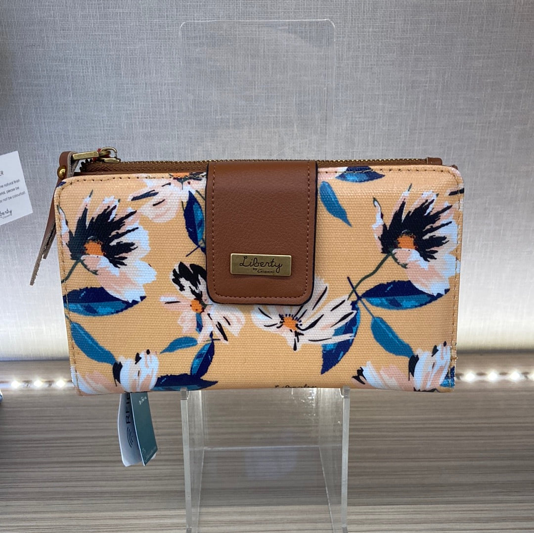 LIBERTY - 20GL099 MATIRA 17CM FOLD DOWN WITH TAB PURSE - YELLOW
