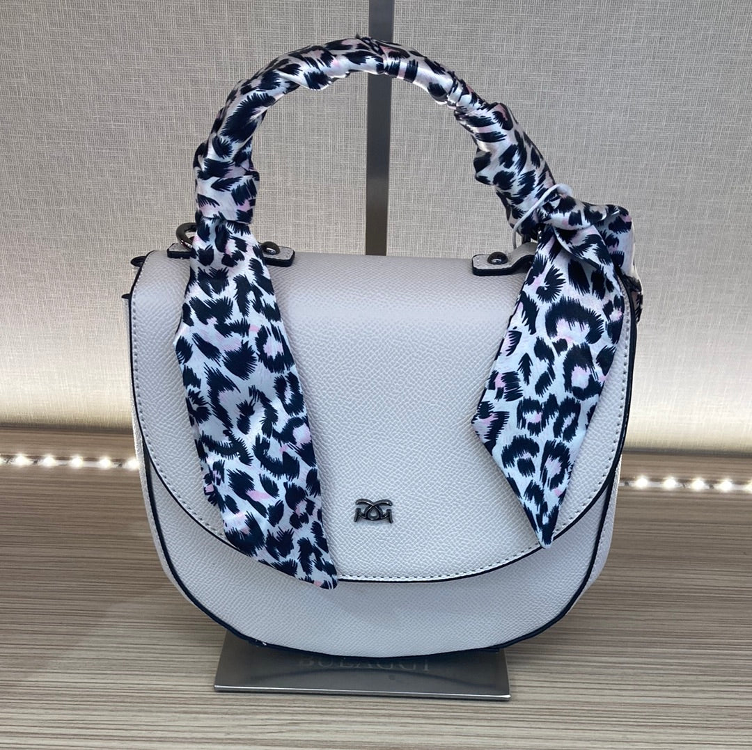 GIONNI - 11G2443 BORA BORA-TOP HANDLE CROSSBODY BAG WITH SCARF - NATURAL