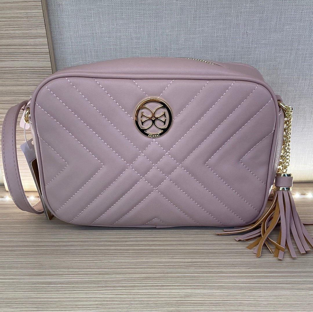 GIONNI - 11G2411 FIORI-QUILTED CROSSBODY BAG WITH TASSEL - PINK