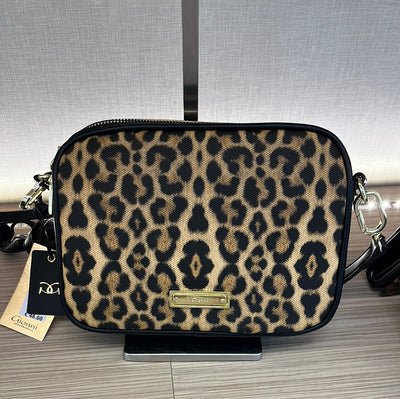 BAG=CIRCE LEOPARD CROSSBODY BOX BAG - BLACK/TAN