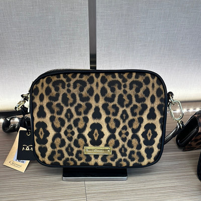 BAG=CIRCE LEOPARD CROSSBODY BOX BAG - BLACK/TAN