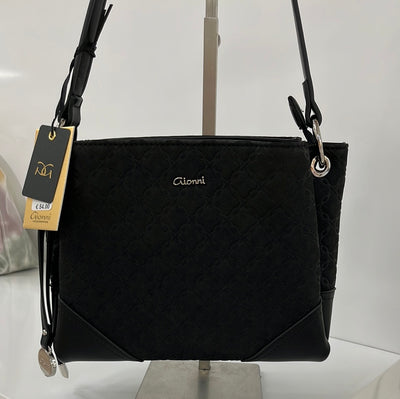 GIONNI AVETA SOFT EMBOSSED CROSSBODY BAG - BLACK