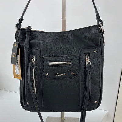 GIONNI THEMIS MULTI ZIP N/S CROSSBODY BAG - BLACK
