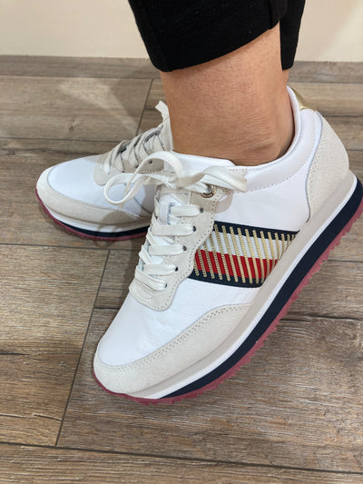 TOMMY HILFIGER - FW0FW06077 TH CORPORATE-LACED FASHIONTRAINER - WHITE