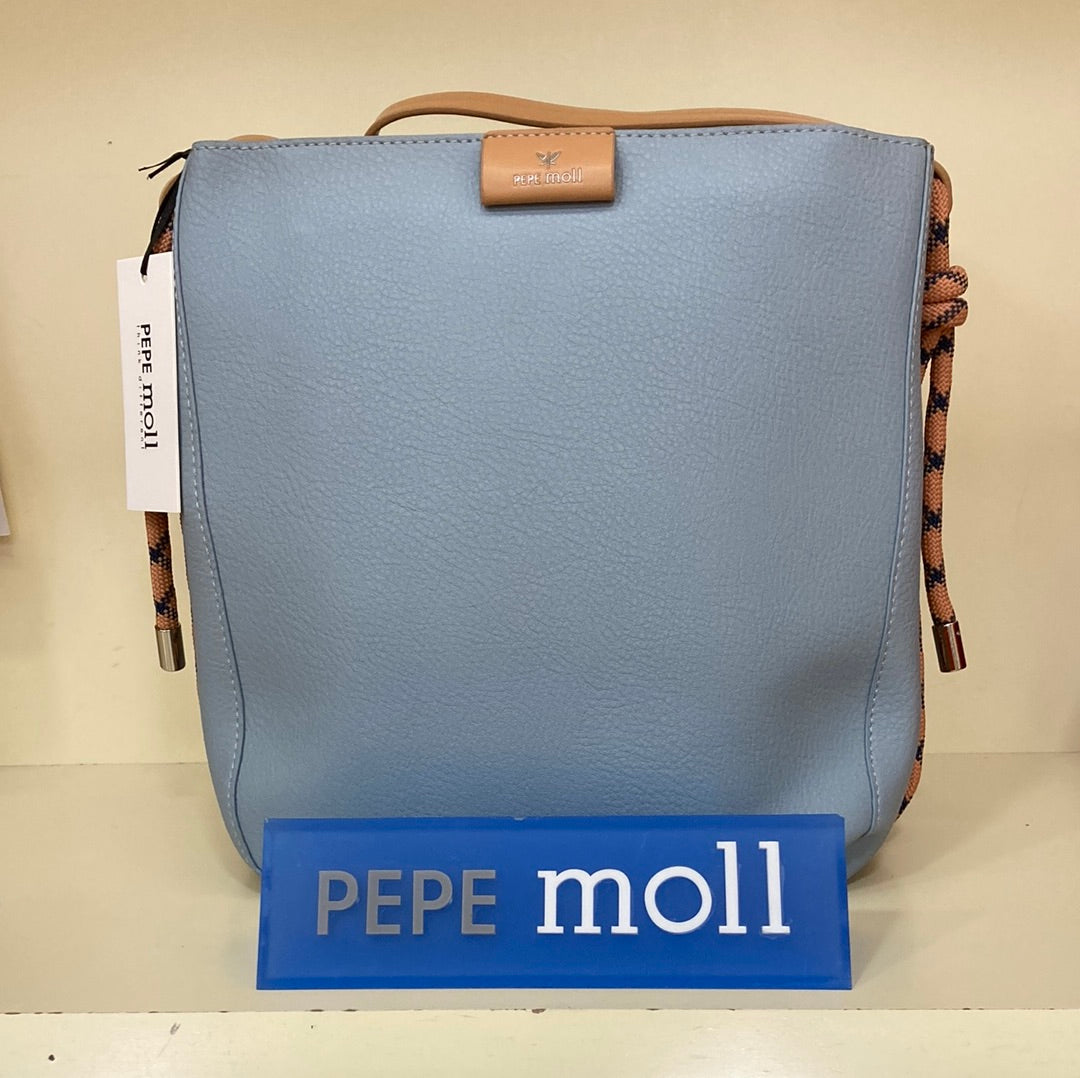 PEPE MOLL - 23123 CELIA-MEDIUM SIZE SHOULDER BAG WITH LONG STRAP - BLUE/BEIGE