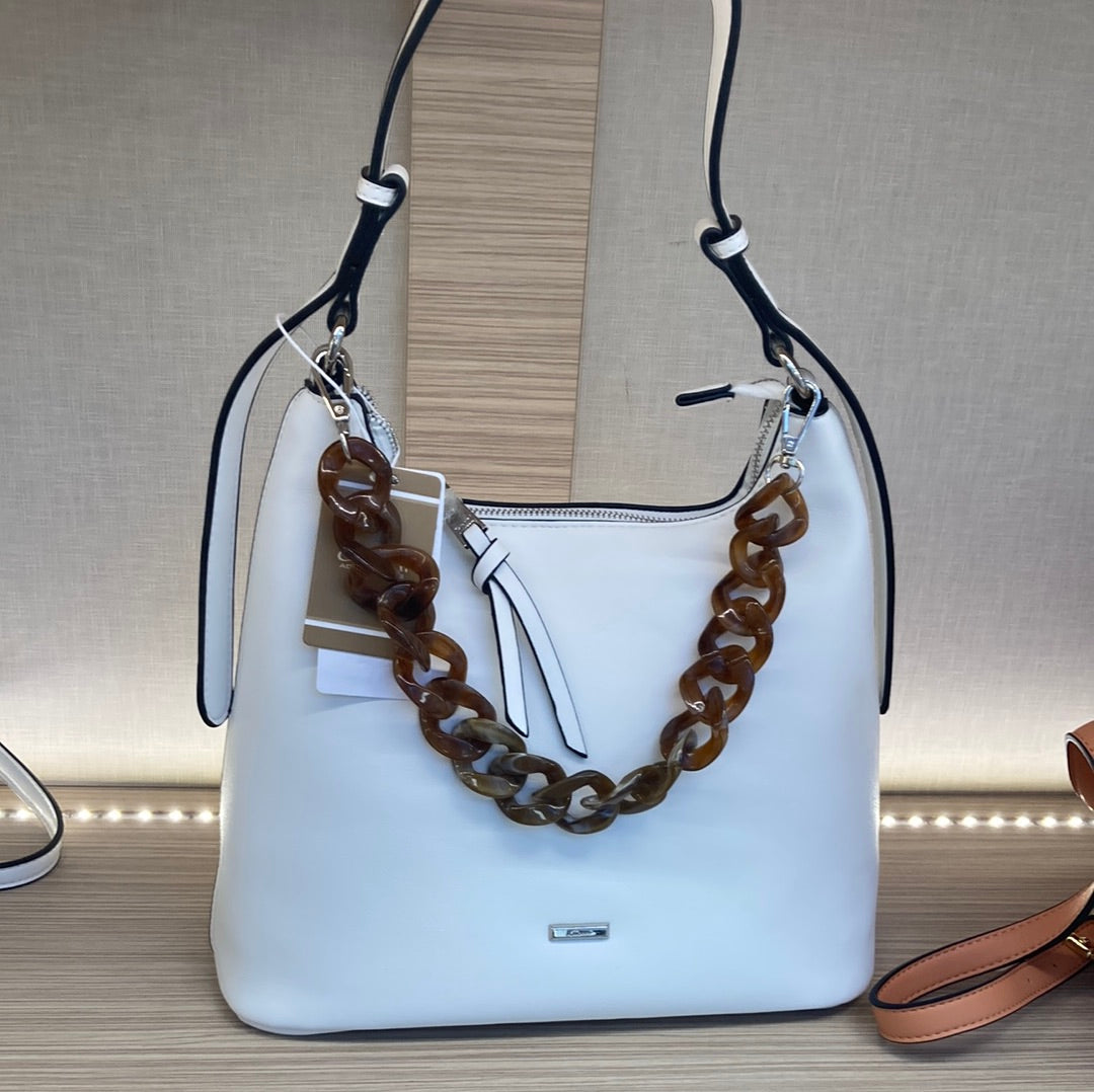 GIONNI - 11G2422 SAONA-SOFT HOBO BAG WITH DETACHABLE CHAIN FEATURE - WHITE