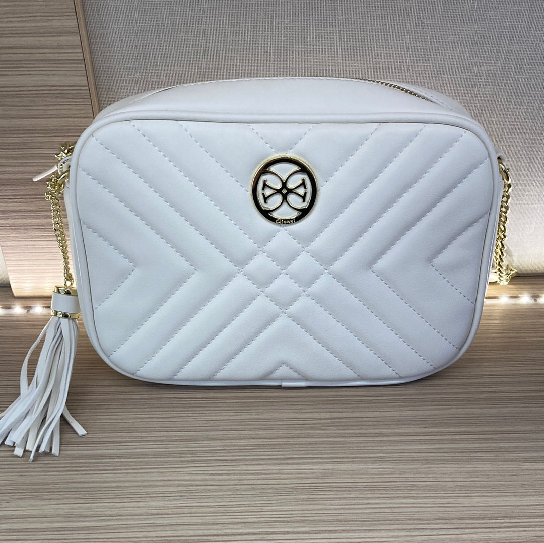 GIONNI - 11G2411 FIORI-QUILTED CROSSBODY BAG WITH TASSEL - NATURAL