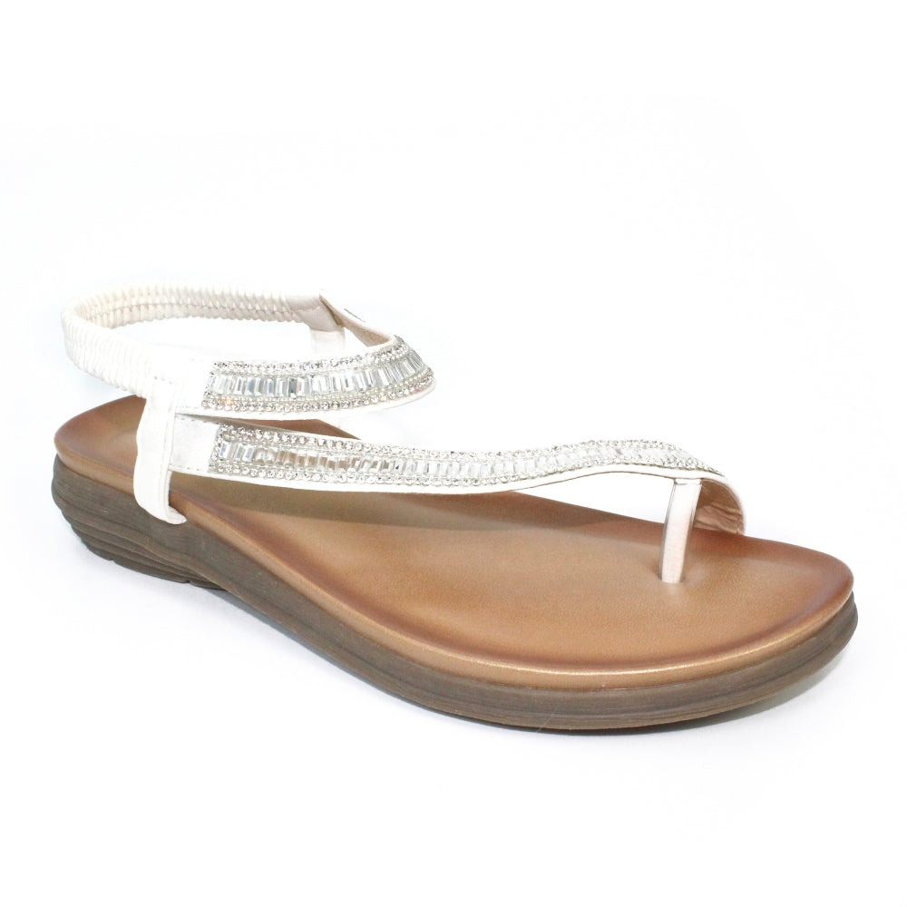 LUNAR - JLH110 Lola Glitz Toe Loop Sandal White