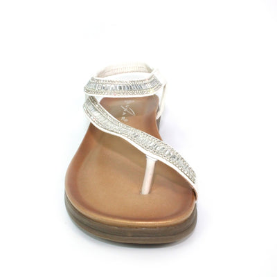 LUNAR - JLH110 Lola Glitz Toe Loop Sandal White