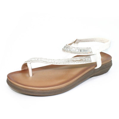 LUNAR - JLH110 Lola Glitz Toe Loop Sandal White