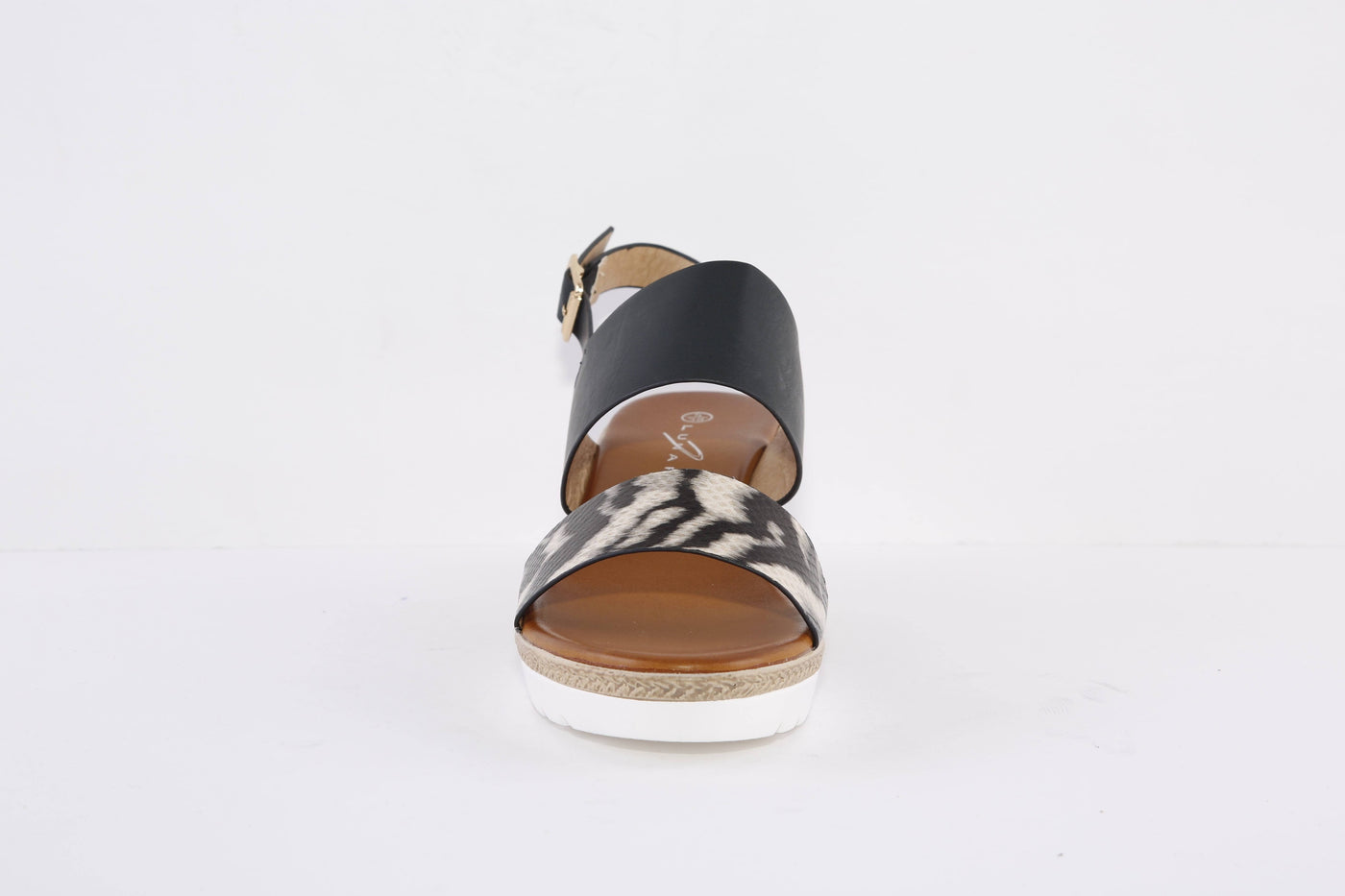 LUNAR - JLH332 ZELDA-MEDIUM WEDGE FASHION SANDAL - BLACK