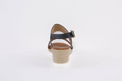 LUNAR - JLH332 ZELDA-MEDIUM WEDGE FASHION SANDAL - BLACK