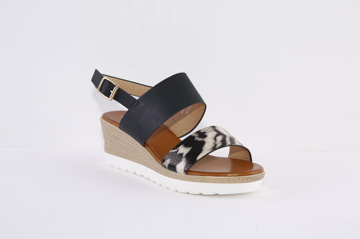 LUNAR - JLH332 ZELDA-MEDIUM WEDGE FASHION SANDAL - BLACK