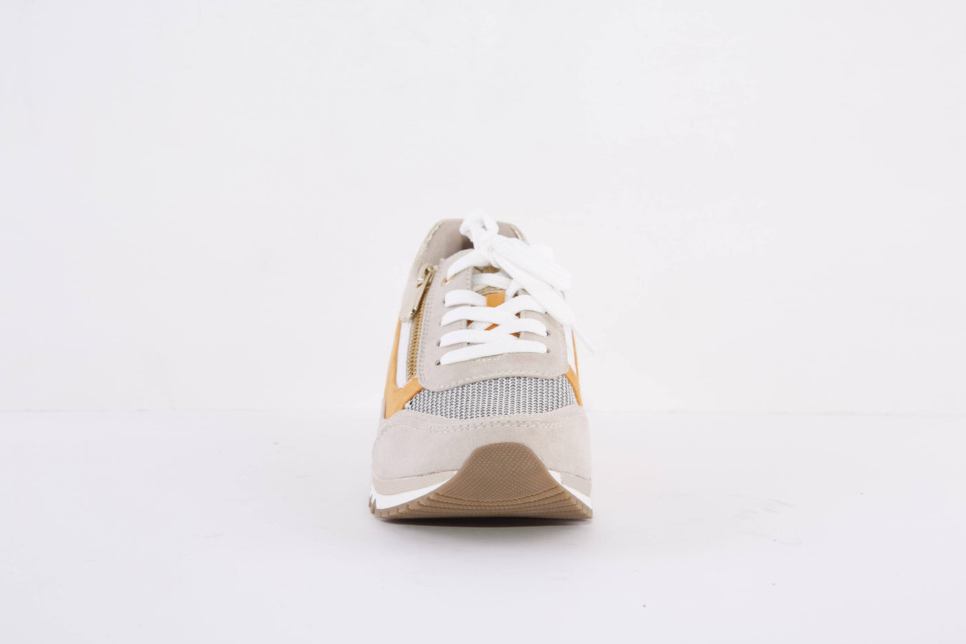 MARCO TOZZI - 23730-435 LACE/ZIP FASHION TRAINER - BEIGE/ORANGE