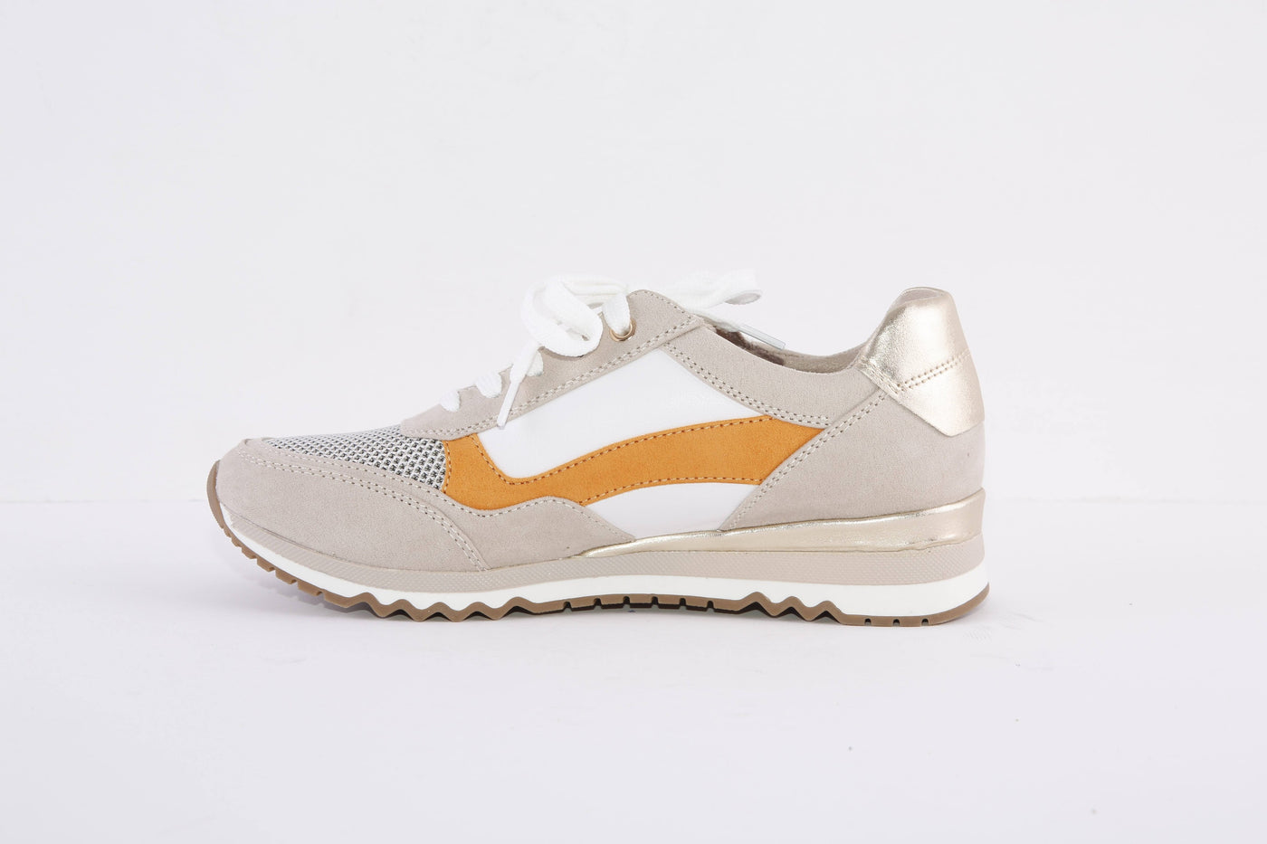 MARCO TOZZI - 23730-435 LACE/ZIP FASHION TRAINER - BEIGE/ORANGE