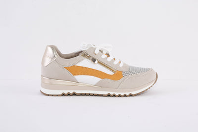 MARCO TOZZI - 23730-435 LACE/ZIP FASHION TRAINER - BEIGE/ORANGE