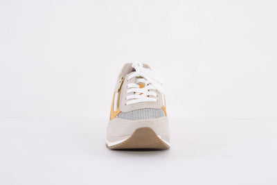 MARCO TOZZI - 23730-435 LACE/ZIP FASHION TRAINER - BEIGE/ORANGE