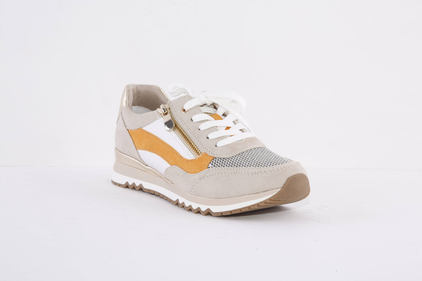 MARCO TOZZI - 23730-435 LACE/ZIP FASHION TRAINER - BEIGE/ORANGE