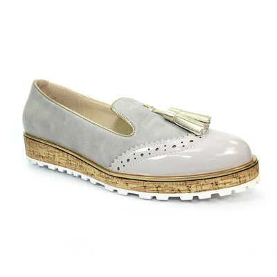 LUNAR - FLC200 Michaela Tassel Wedge Loafer Grey