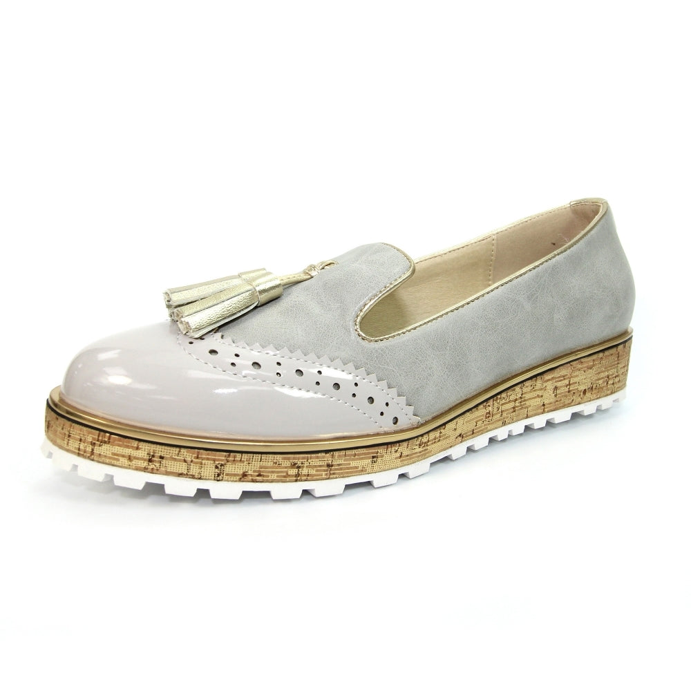LUNAR - FLC200 Michaela Tassel Wedge Loafer Grey