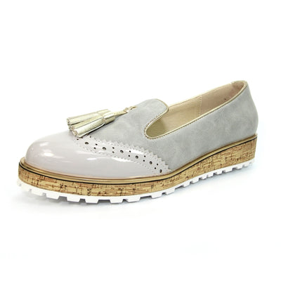 LUNAR - FLC200 Michaela Tassel Wedge Loafer Grey