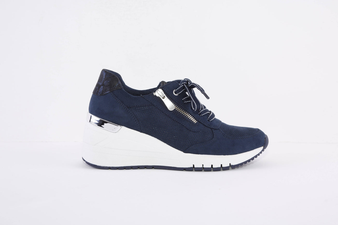 MARCO TOZZI - 23788-890 LACED HIGH WEDGE FASHION SHOE - NAVY