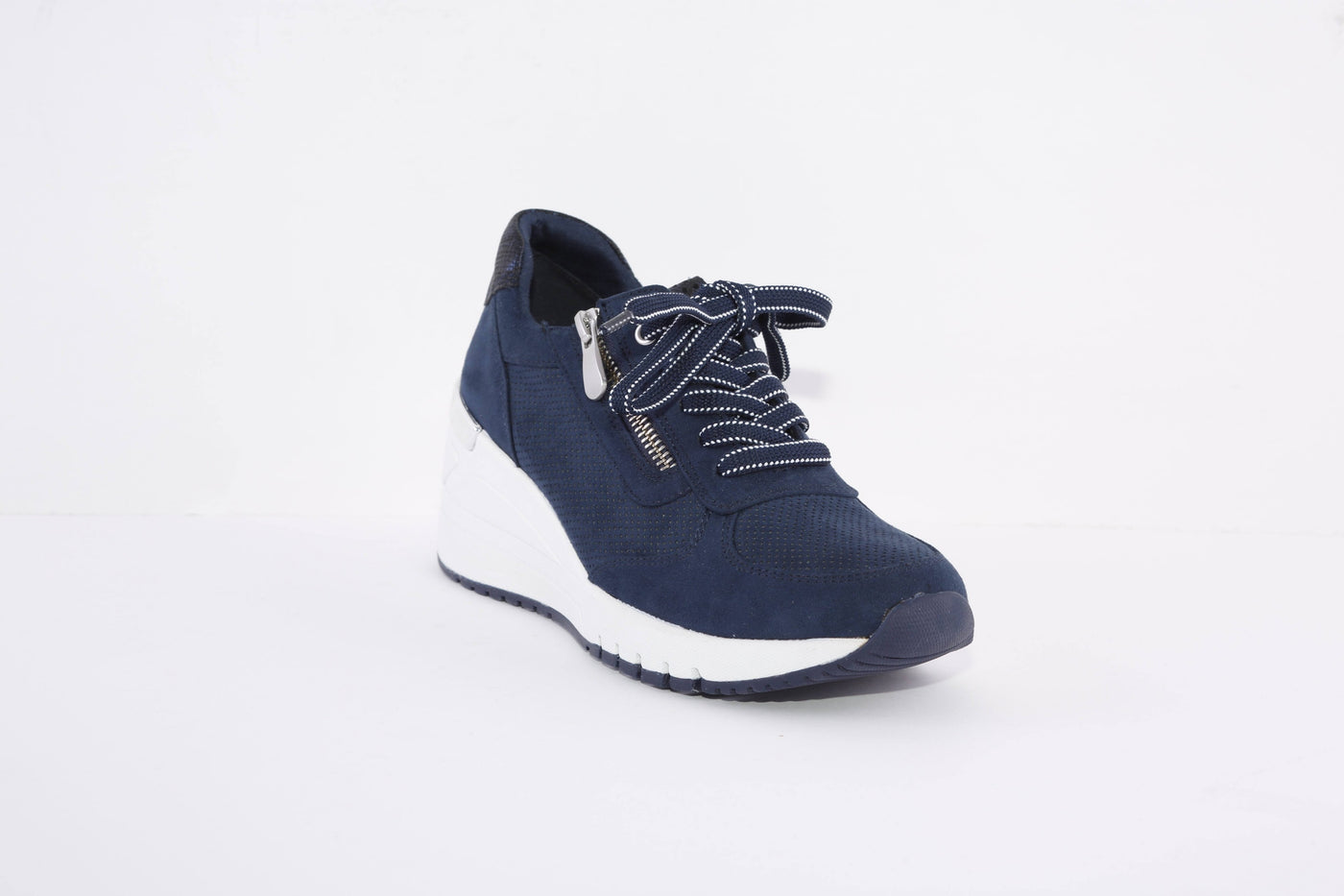 MARCO TOZZI - 23788-890 LACED HIGH WEDGE FASHION SHOE - NAVY