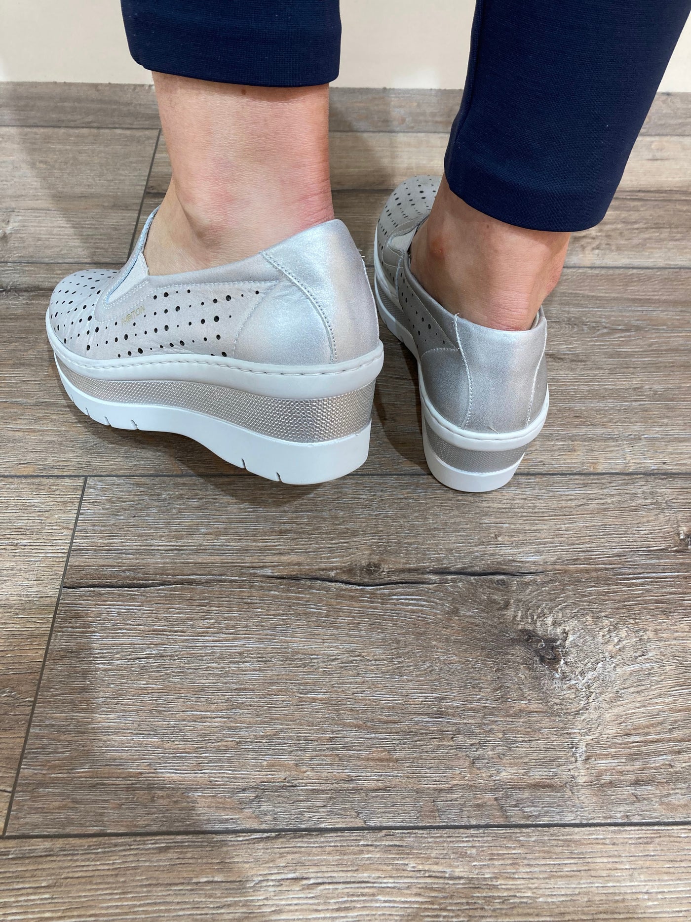 NOTTON - 3513 HIGH WEDGE SLIP-ON SHOE - SILVER