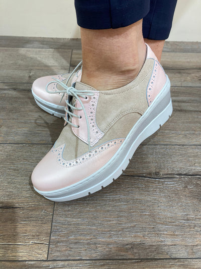 NOTTON - 3511 LACED WEDGE SHOE - PINK MULTI