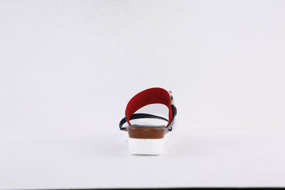 LOTUS - GIOVANNA FLAT BUCKLE FASHION  MULE - NAVY/RED