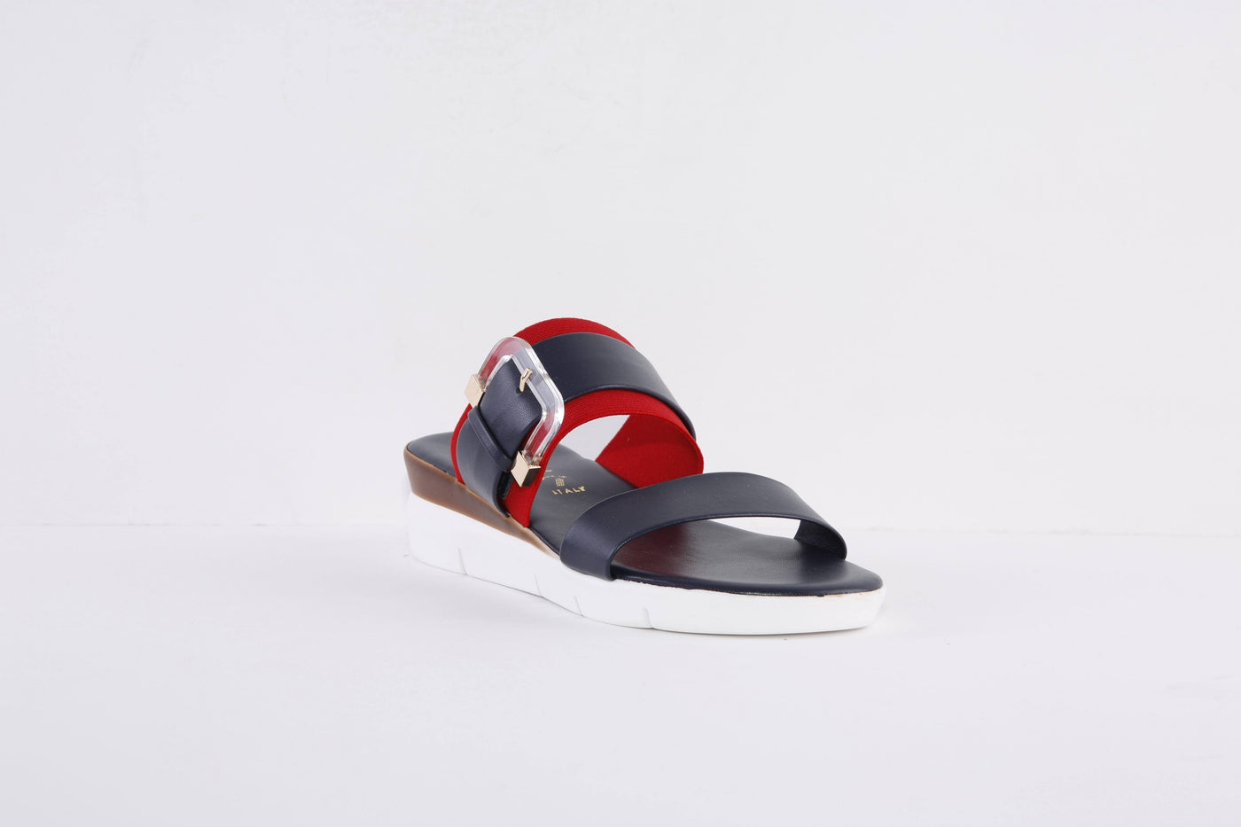 LOTUS - GIOVANNA FLAT BUCKLE FASHION  MULE - NAVY/RED